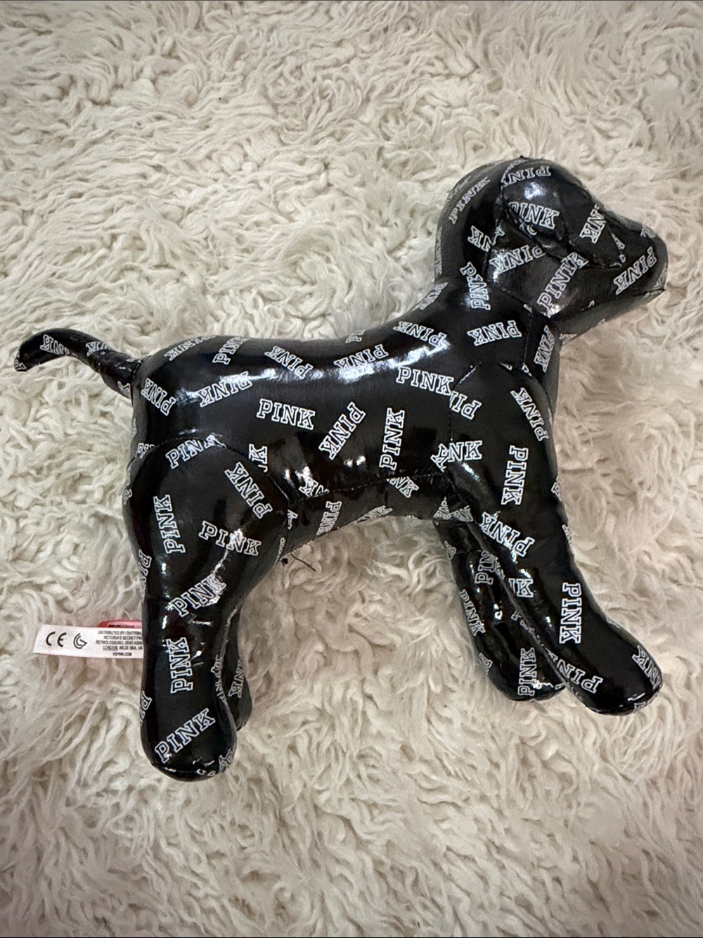 PINK Victoria's Secret Black Logo Dog Plush Figure